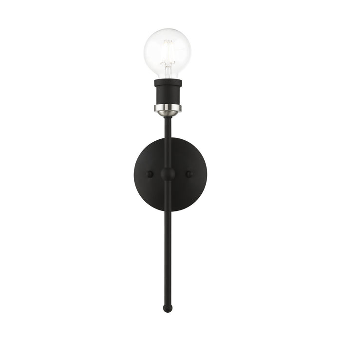 Livex Lighting 14421-04 One Light Wall Sconce, Black w/Brushed Nickel