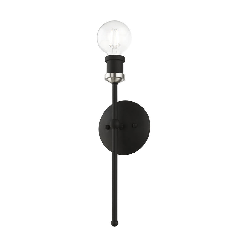 Livex Lighting 14421-04 One Light Wall Sconce, Black w/Brushed Nickel