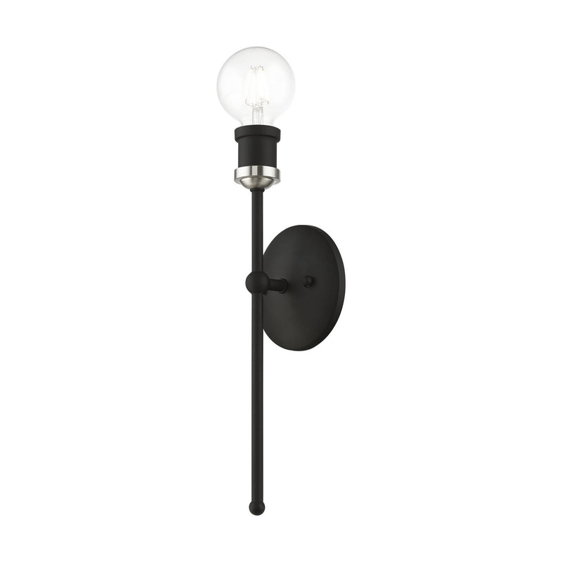 Livex Lighting 14421-04 One Light Wall Sconce, Black w/Brushed Nickel