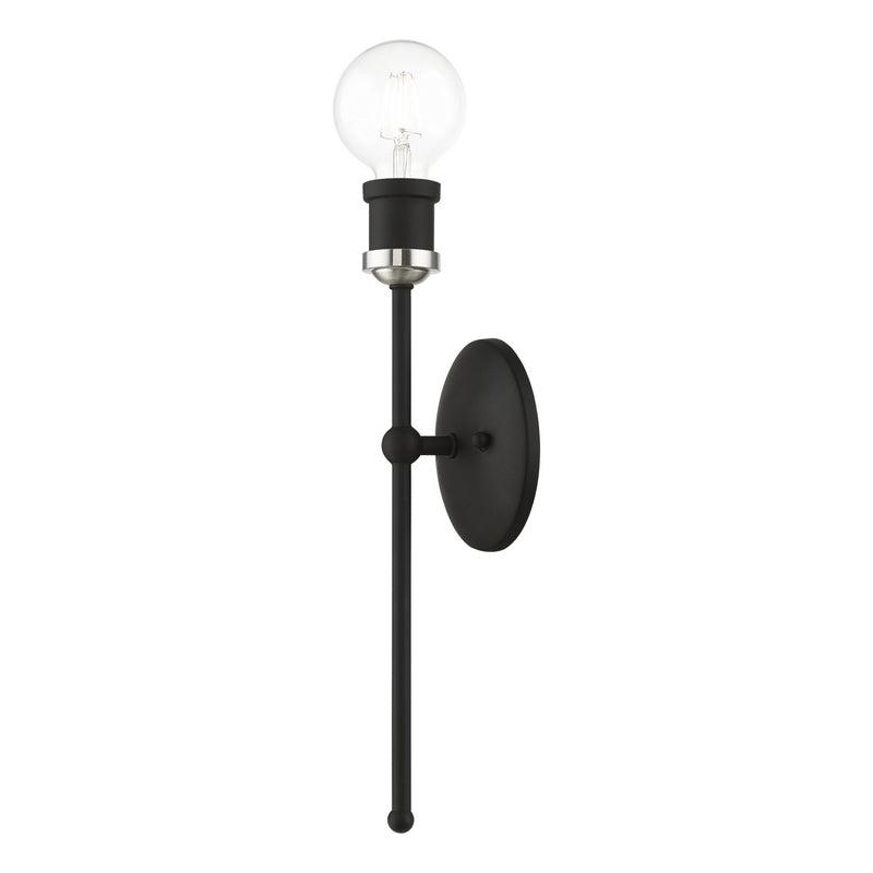Livex Lighting 14421-04 One Light Wall Sconce, Black w/Brushed Nickel