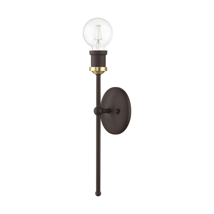 Livex Lighting 14421-07 One Light Wall Sconce, Bronze w/Antique Brass