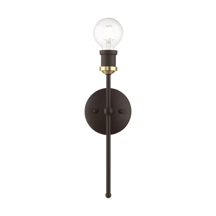 Livex Lighting 14421-07 One Light Wall Sconce, Bronze w/Antique Brass
