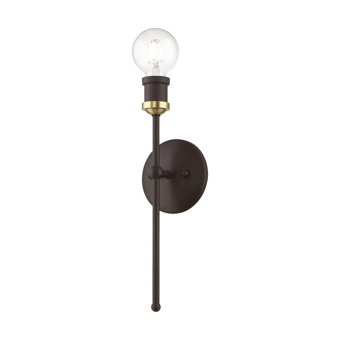 Livex Lighting 14421-07 One Light Wall Sconce, Bronze w/Antique Brass