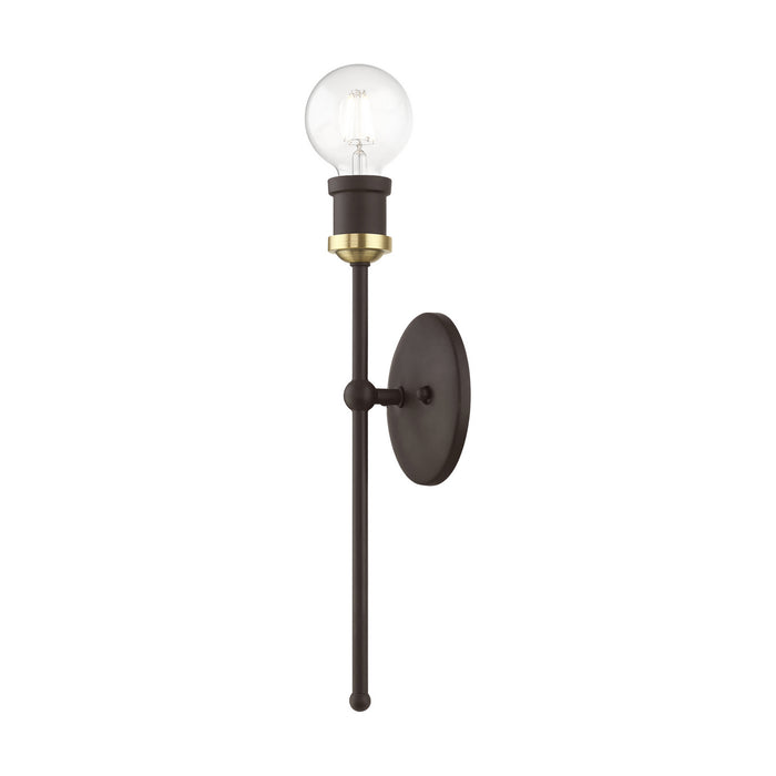 Livex Lighting 14421-07 One Light Wall Sconce, Bronze w/Antique Brass