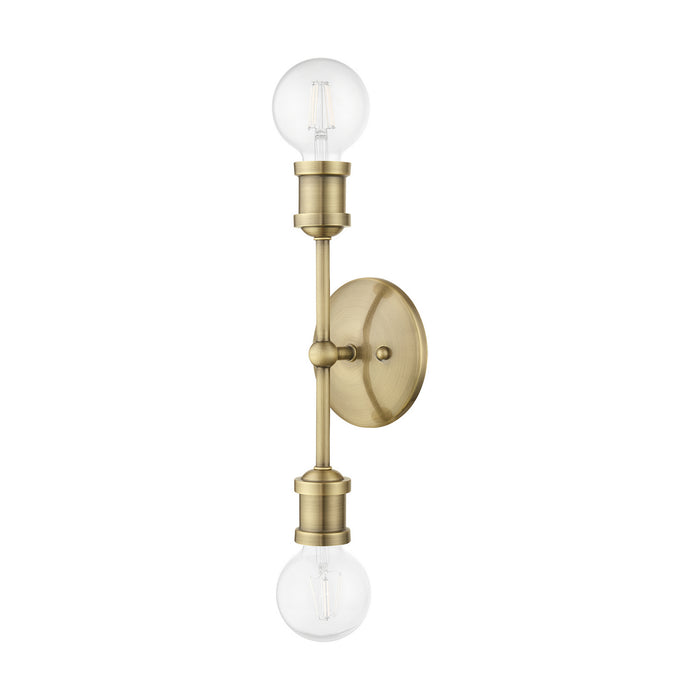 Livex Lighting 14422-01 Two Light Vanity Sconce, Antique Brass