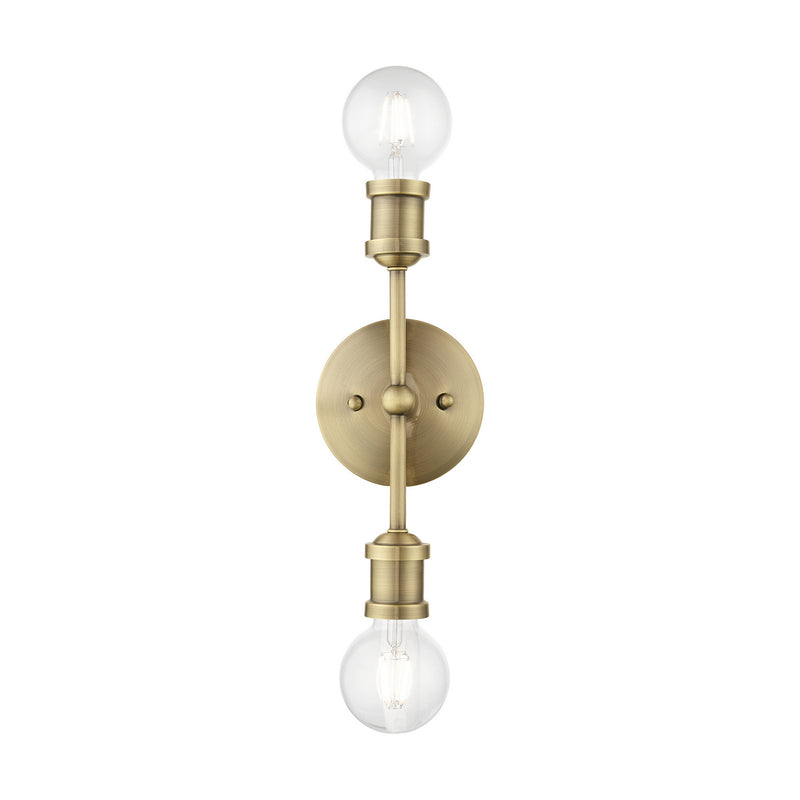 Livex Lighting 14422-01 Two Light Vanity Sconce, Antique Brass