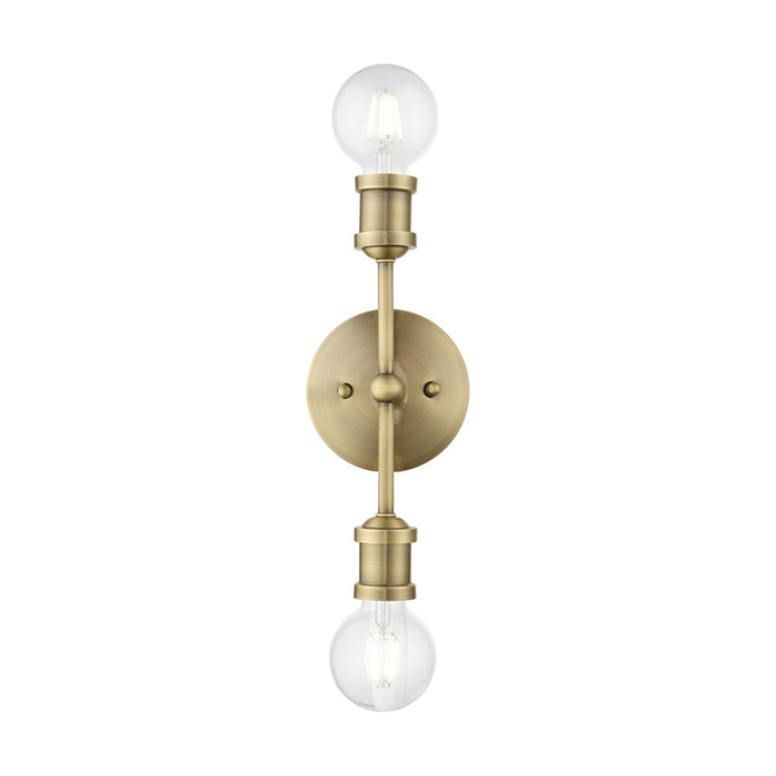 Livex Lighting 14422-01 Two Light Vanity Sconce, Antique Brass