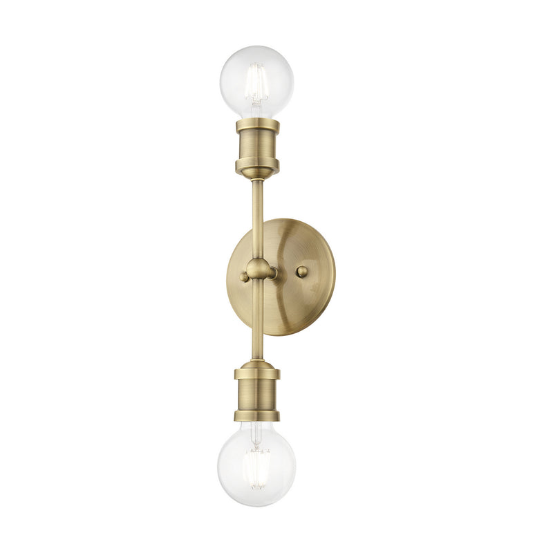 Livex Lighting 14422-01 Two Light Vanity Sconce, Antique Brass