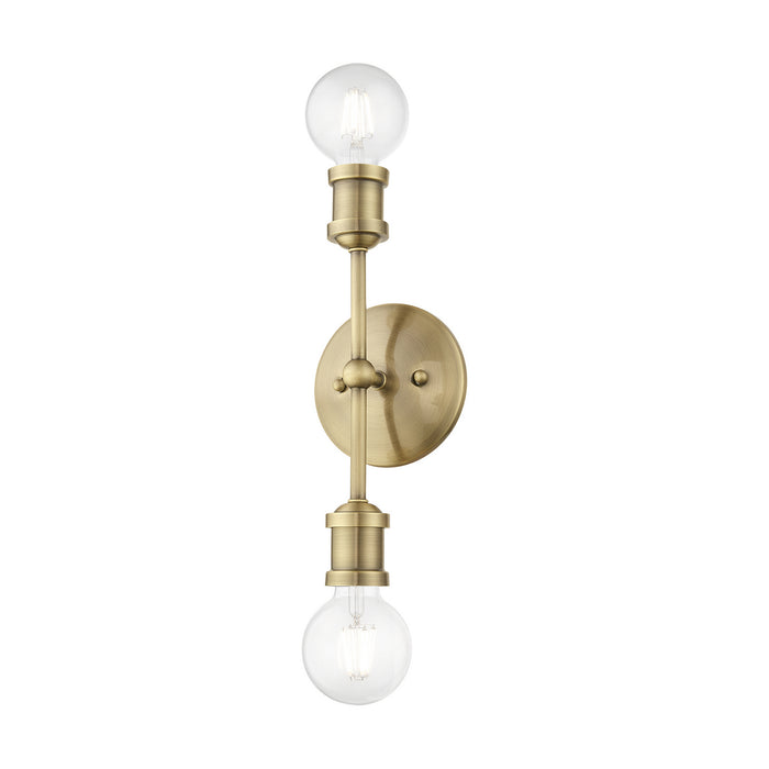 Livex Lighting 14422-01 Two Light Vanity Sconce, Antique Brass