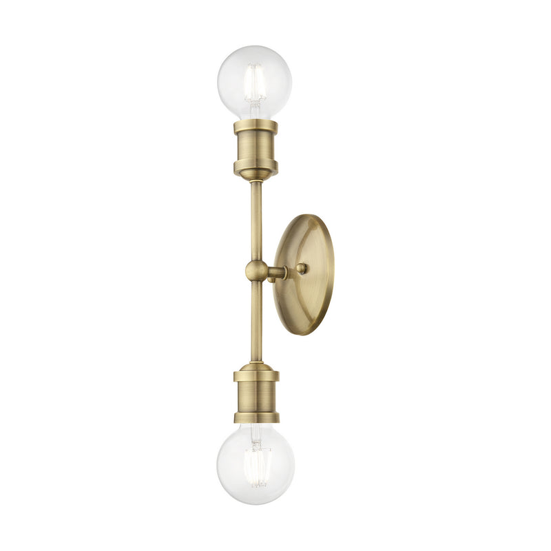 Livex Lighting 14422-01 Two Light Vanity Sconce, Antique Brass