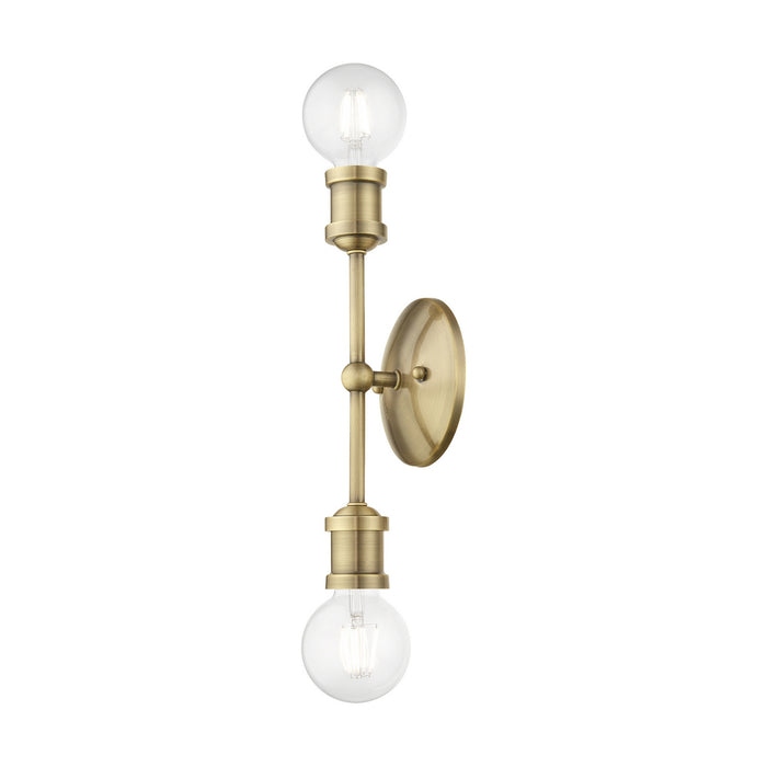 Livex Lighting 14422-01 Two Light Vanity Sconce, Antique Brass