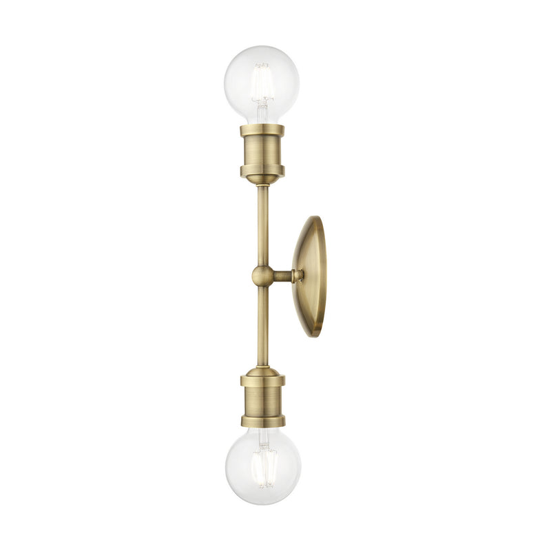 Livex Lighting 14422-01 Two Light Vanity Sconce, Antique Brass