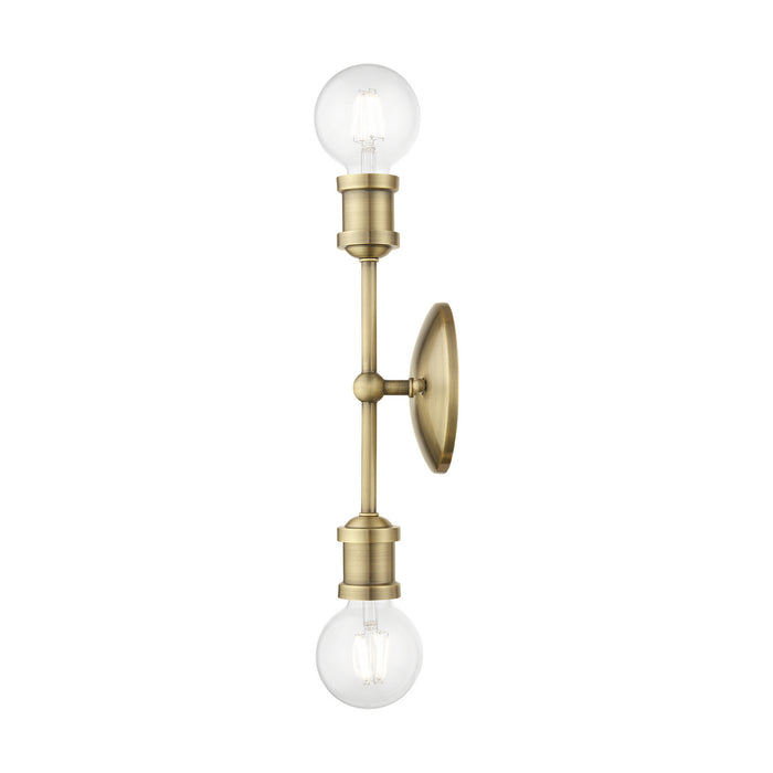 Livex Lighting 14422-01 Two Light Vanity Sconce, Antique Brass