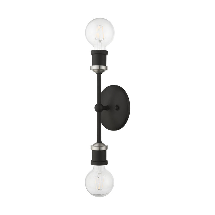 Livex Lighting 14422-04 Two Light Vanity Sconce, Black w/Brushed Nickel