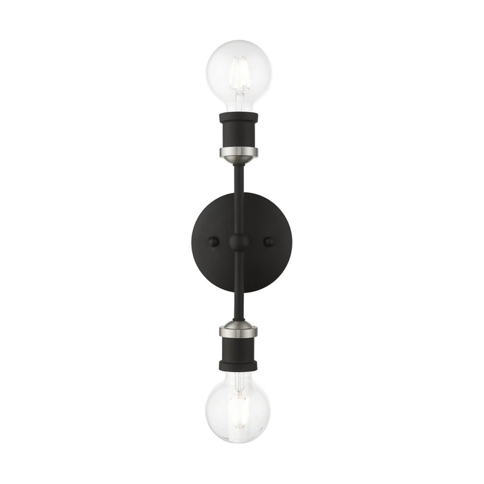 Livex Lighting 14422-04 Two Light Vanity Sconce, Black w/Brushed Nickel