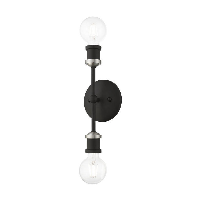 Livex Lighting 14422-04 Two Light Vanity Sconce, Black w/Brushed Nickel