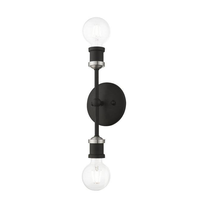 Livex Lighting 14422-04 Two Light Vanity Sconce, Black w/Brushed Nickel