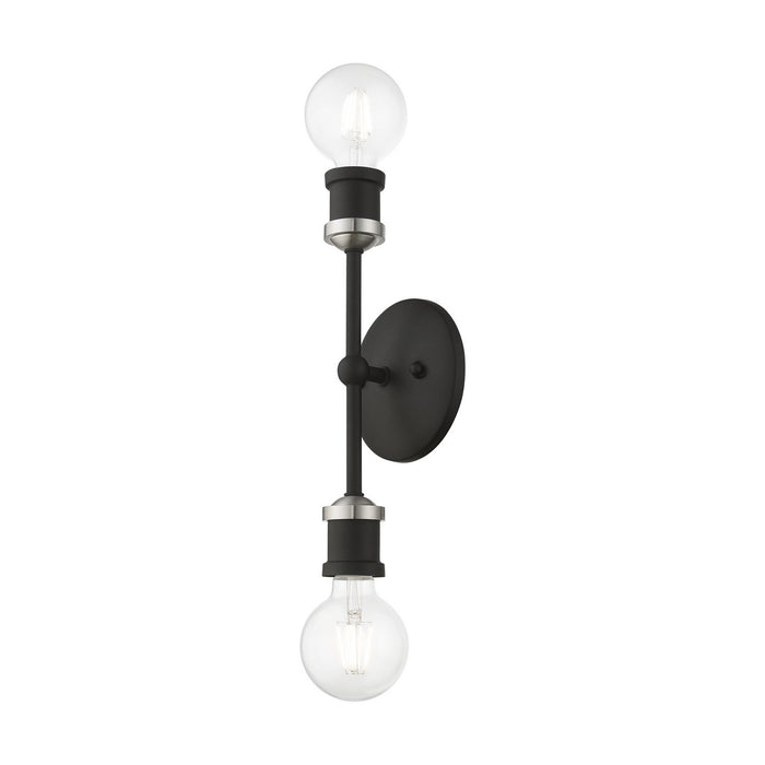 Livex Lighting 14422-04 Two Light Vanity Sconce, Black w/Brushed Nickel