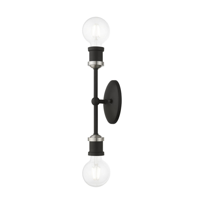 Livex Lighting 14422-04 Two Light Vanity Sconce, Black w/Brushed Nickel