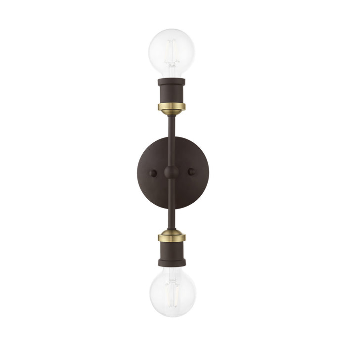 Livex Lighting 14422-07 Two Light Vanity Sconce, Bronze w/Antique Brass