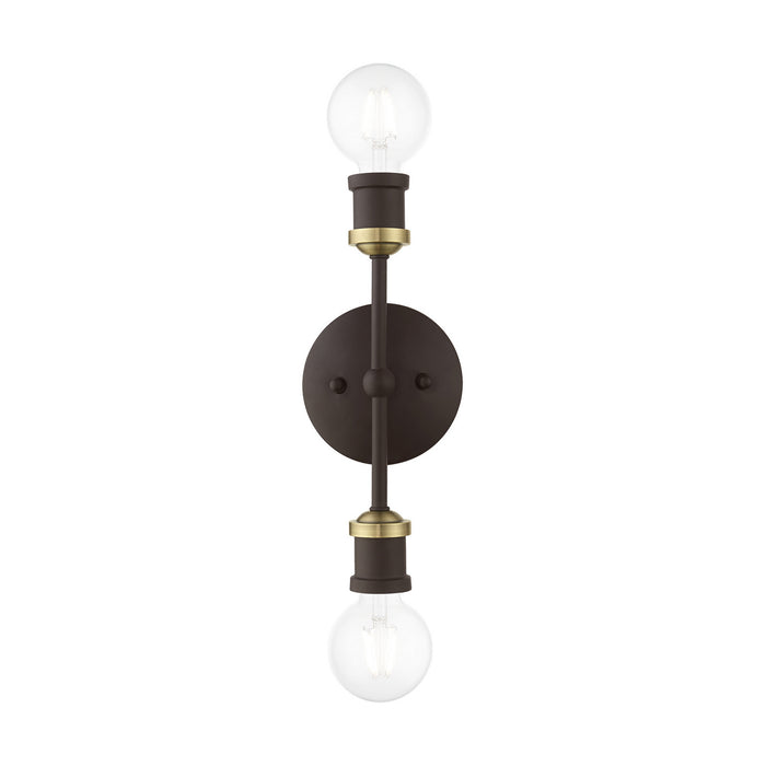 Livex Lighting 14422-07 Two Light Vanity Sconce, Bronze w/Antique Brass