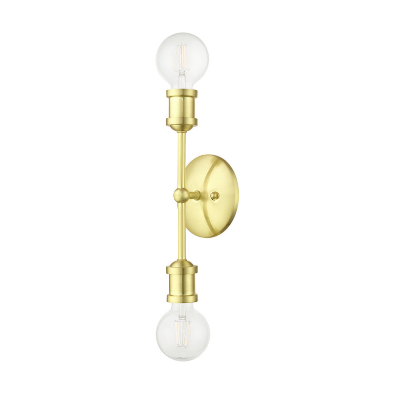 Livex Lighting 14422-12 Two Light Vanity Sconce, Satin Brass