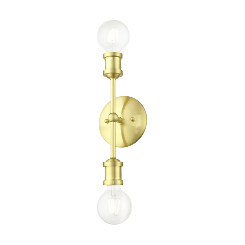 Livex Lighting 14422-12 Two Light Vanity Sconce, Satin Brass