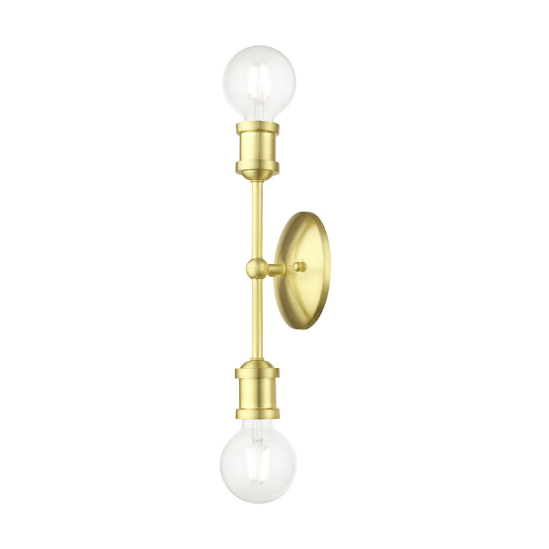 Livex Lighting 14422-12 Two Light Vanity Sconce, Satin Brass