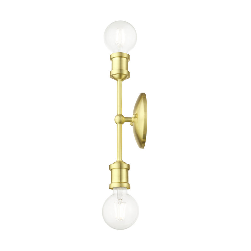 Livex Lighting 14422-12 Two Light Vanity Sconce, Satin Brass