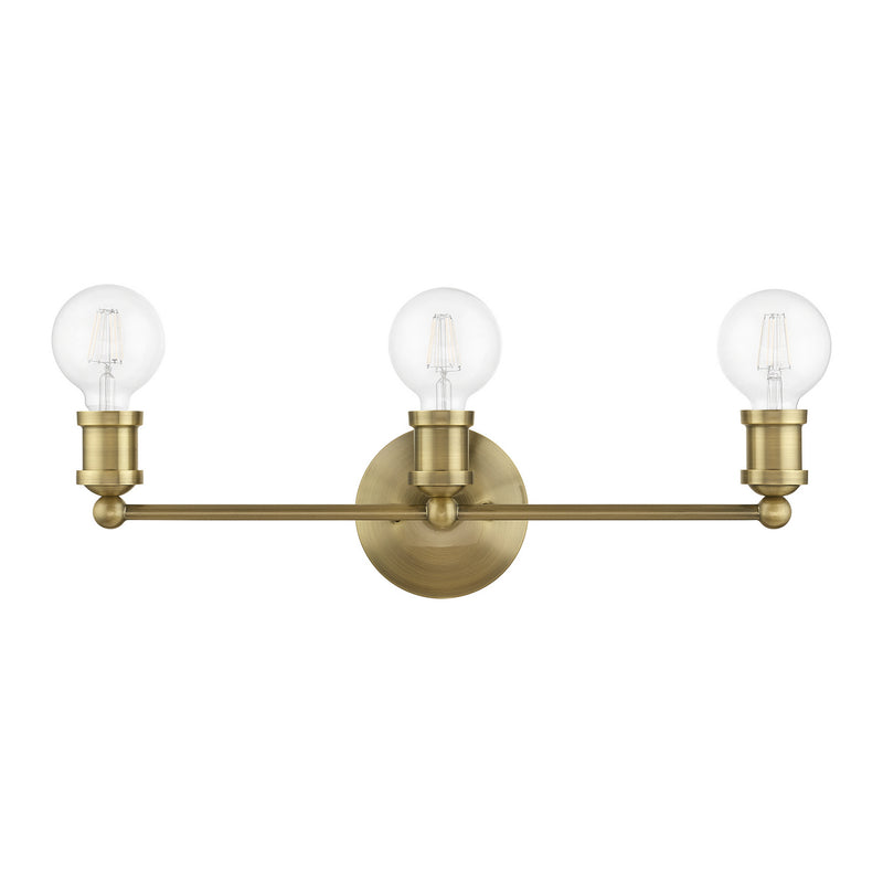 Livex Lighting 14423-01 Three Light Vanity Sconce, Antique Brass