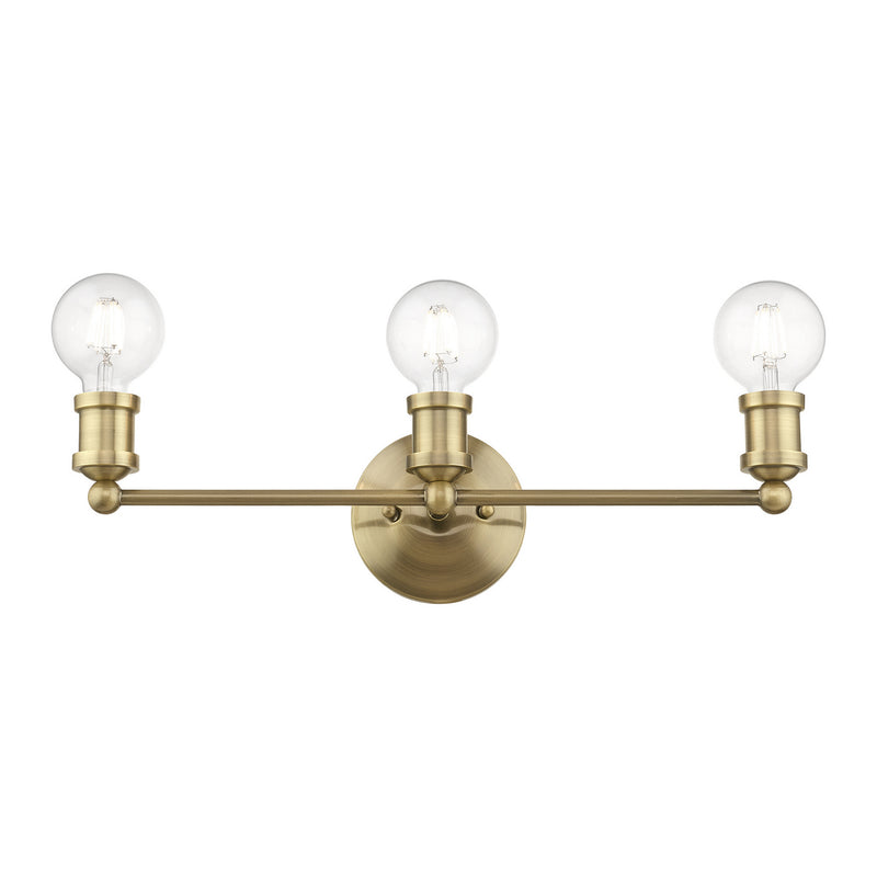 Livex Lighting 14423-01 Three Light Vanity Sconce, Antique Brass