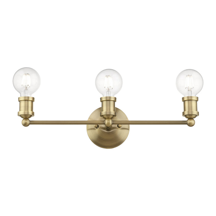 Livex Lighting 14423-01 Three Light Vanity Sconce, Antique Brass
