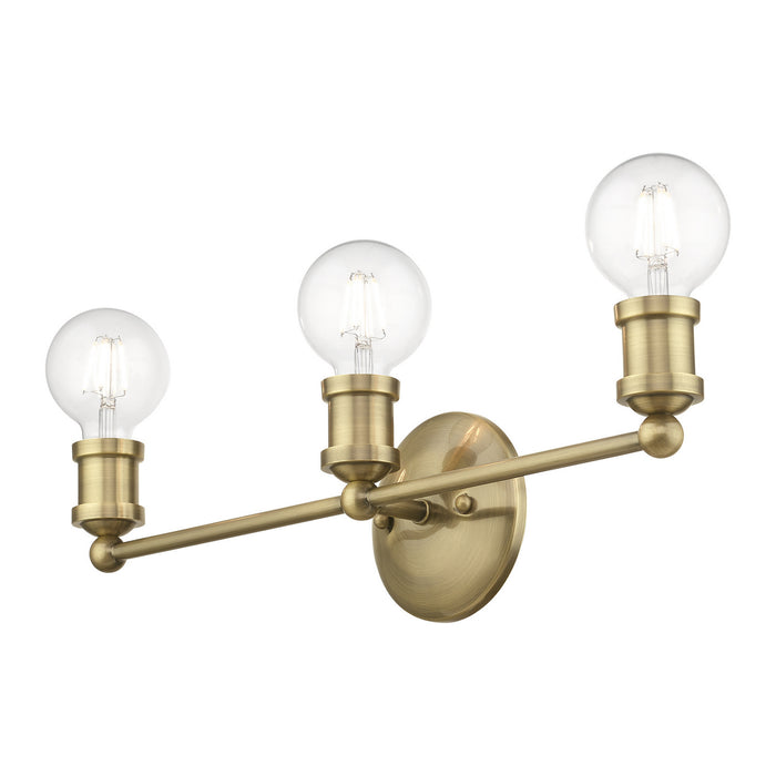 Livex Lighting 14423-01 Three Light Vanity Sconce, Antique Brass