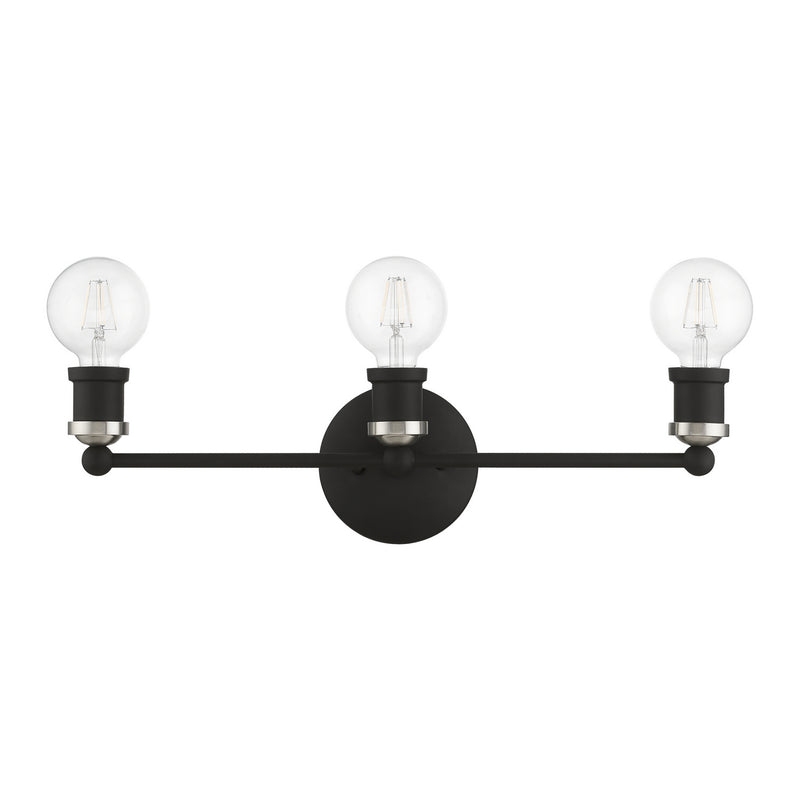 Livex Lighting 14423-04 Three Light Vanity Sconce, Black w/Brushed Nickel