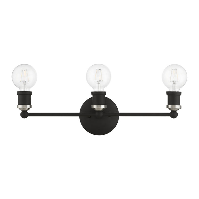 Livex Lighting 14423-04 Three Light Vanity Sconce, Black w/Brushed Nickel