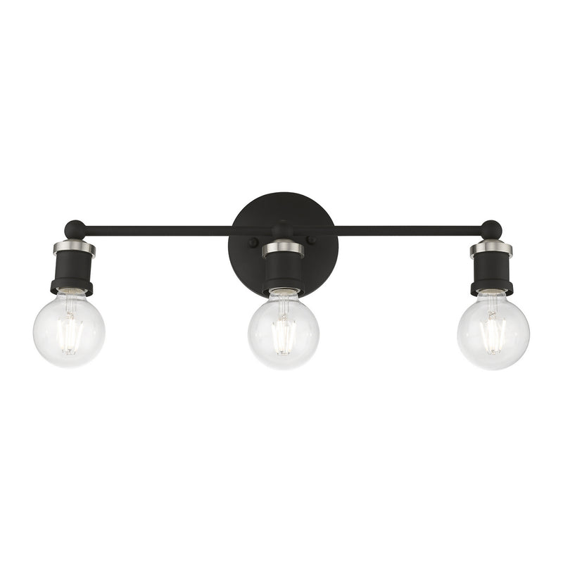 Livex Lighting 14423-04 Three Light Vanity Sconce, Black w/Brushed Nickel