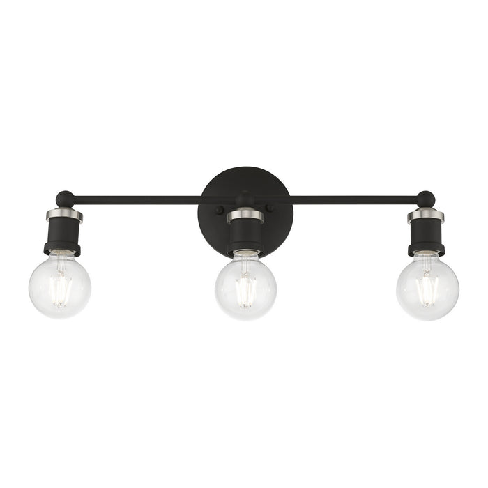 Livex Lighting 14423-04 Three Light Vanity Sconce, Black w/Brushed Nickel