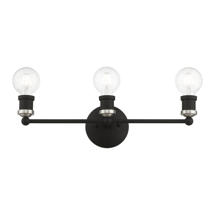 Livex Lighting 14423-04 Three Light Vanity Sconce, Black w/Brushed Nickel