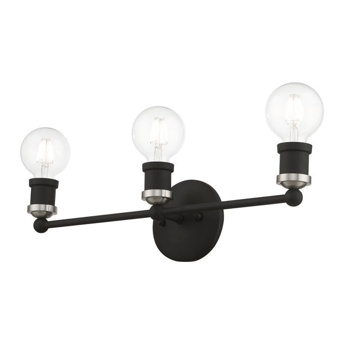 Livex Lighting 14423-04 Three Light Vanity Sconce, Black w/Brushed Nickel