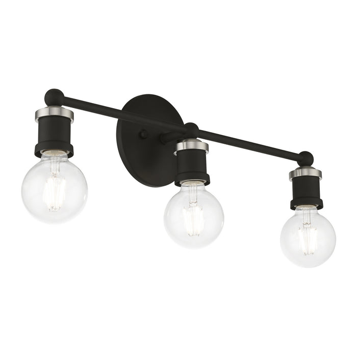 Livex Lighting 14423-04 Three Light Vanity Sconce, Black w/Brushed Nickel