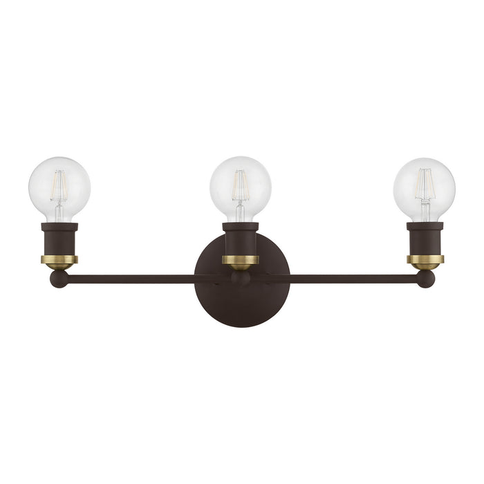 Livex Lighting 14423-07 Three Light Vanity Sconce, Bronze w/Antique Brass