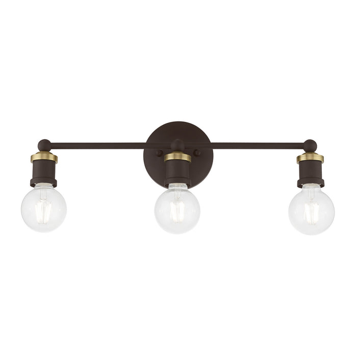 Livex Lighting 14423-07 Three Light Vanity Sconce, Bronze w/Antique Brass