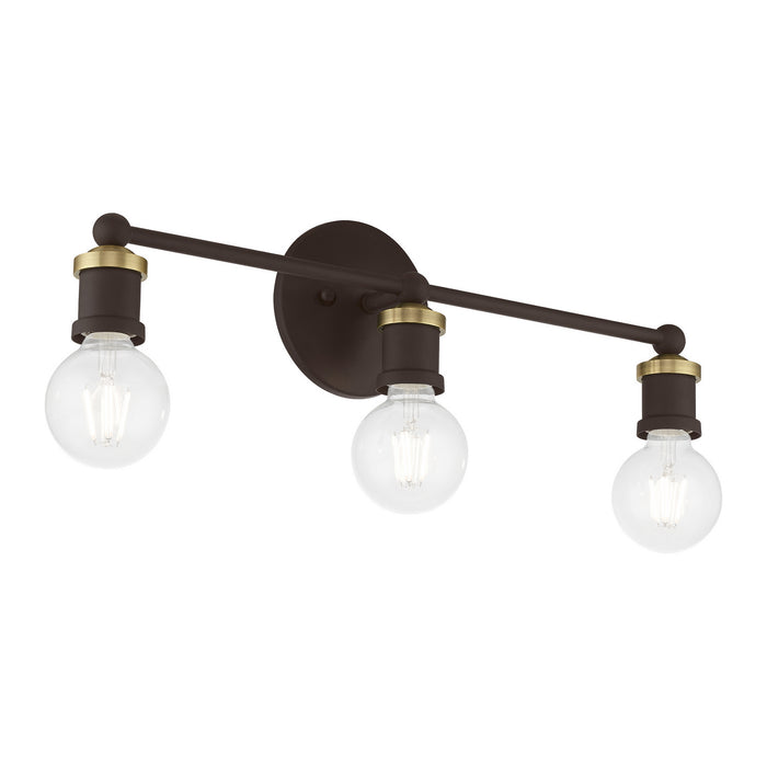 Livex Lighting 14423-07 Three Light Vanity Sconce, Bronze w/Antique Brass