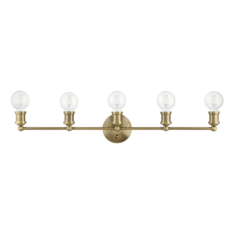 Livex Lighting 14425-01 Five Light Vanity Sconce, Antique Brass