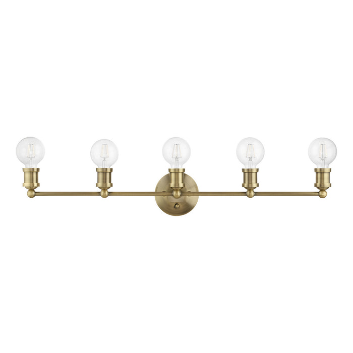 Livex Lighting 14425-01 Five Light Vanity Sconce, Antique Brass