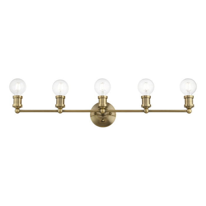 Livex Lighting 14425-01 Five Light Vanity Sconce, Antique Brass