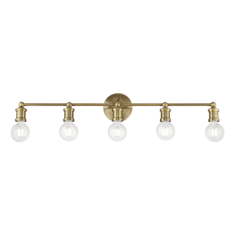 Livex Lighting 14425-01 Five Light Vanity Sconce, Antique Brass