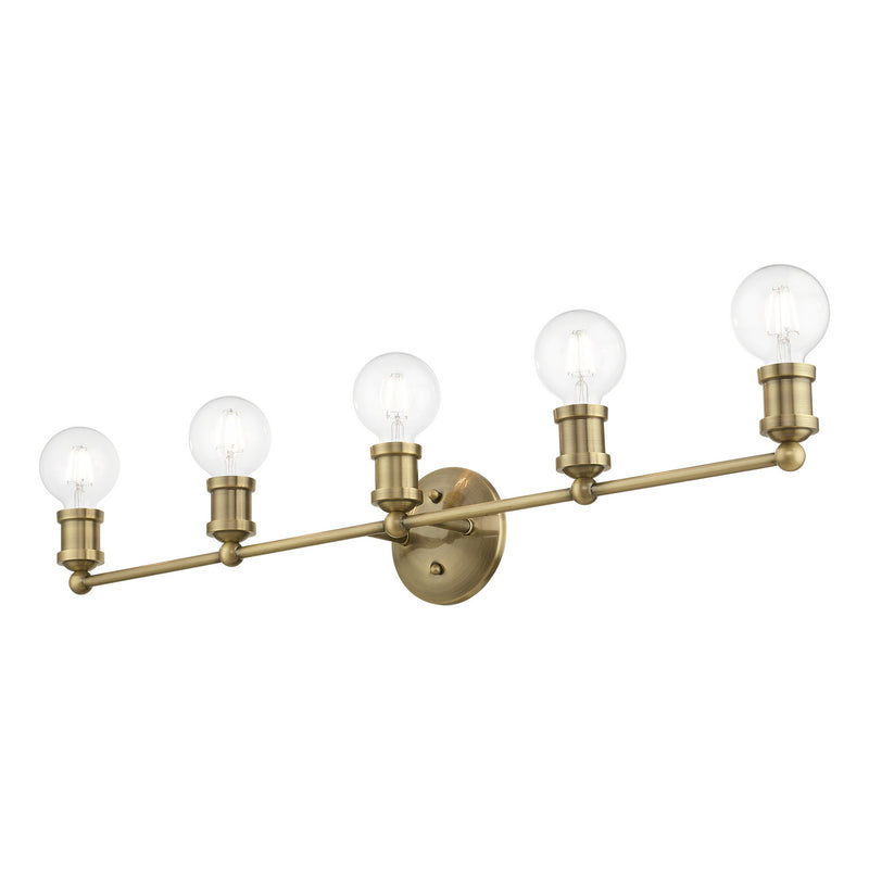 Livex Lighting 14425-01 Five Light Vanity Sconce, Antique Brass