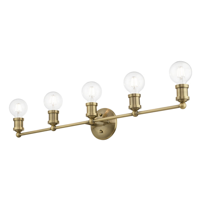 Livex Lighting 14425-01 Five Light Vanity Sconce, Antique Brass