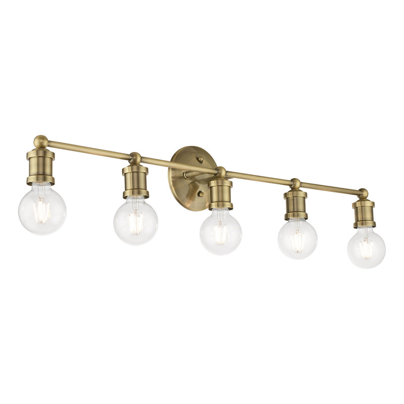 Livex Lighting 14425-01 Five Light Vanity Sconce, Antique Brass